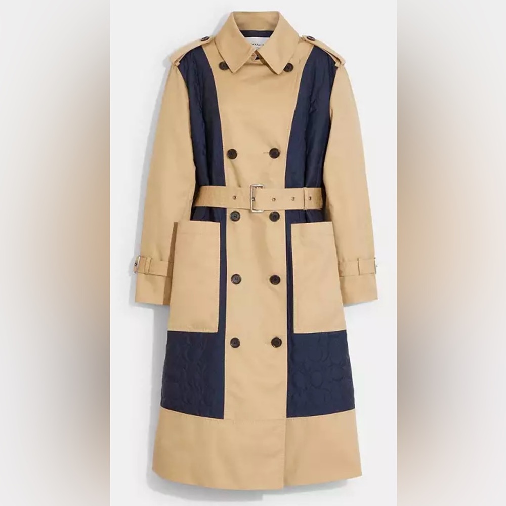 Coach Signature Quilted Trench Size L, NWT